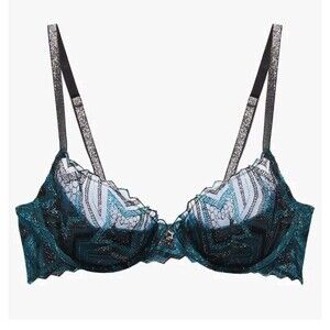 Savage X Fenty Shining Star Half Cup Plunge Bra Starstruck Wildflower 36B NWT